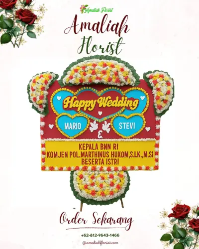 Karangan Papan Bunga Pernikahan di Pesagi